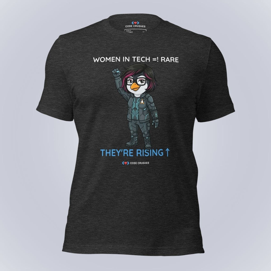 Code Crushes T-SHIRT Dark Grey Heather / S Women in Tech Are Rare. They're Rising. T-Shirt