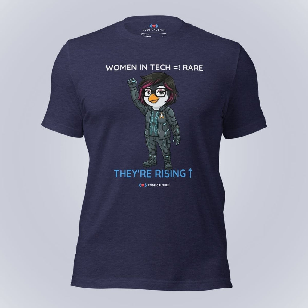 Code Crushes T-SHIRT Heather Midnight Navy / S Women in Tech Are Rare. They're Rising. T-Shirt