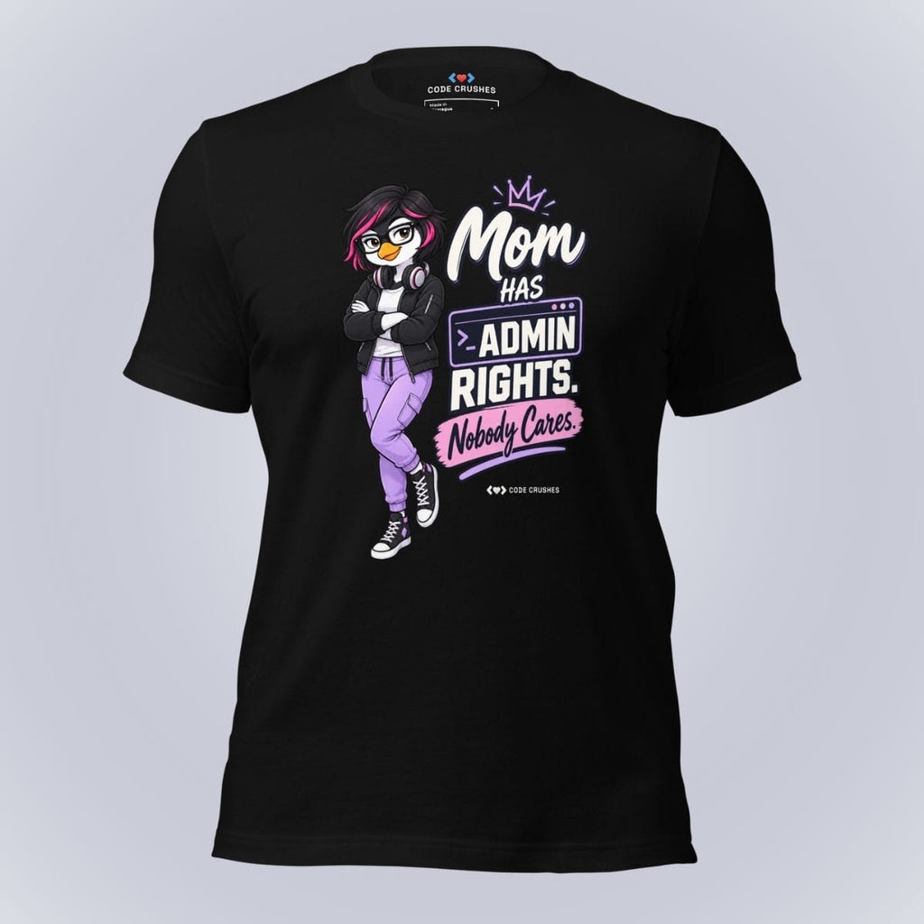 Code Crushes T-SHIRT Black / S Mom Has Admin Rights T-Shirt